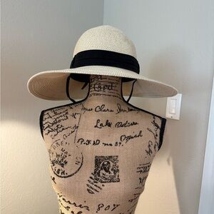 Classic Cream and Black Panama Hat with Medium Brim